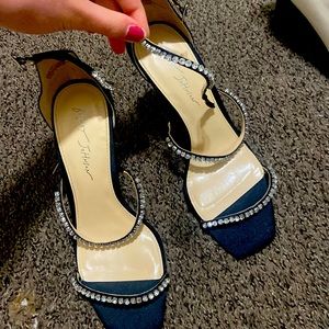Satin rhinestone Betsey Johnson heels